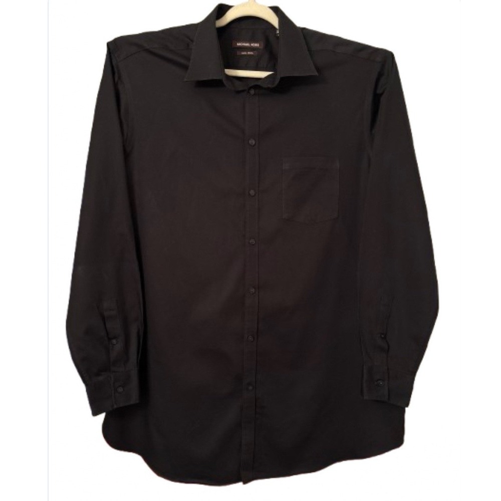 Michael Kors Black Men's Long Sleeve Button Up Pocket Non Iron XXXL 18 38/39